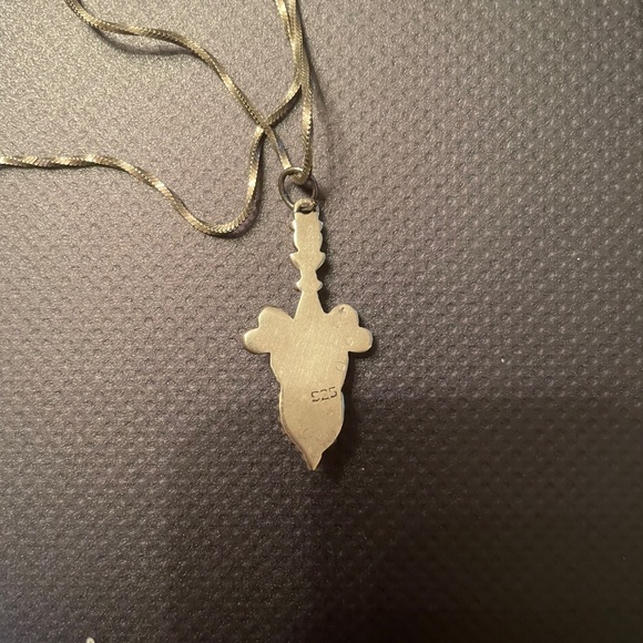 Vintage Native Turquoise Sterling Necklace - Picture 3 of 4